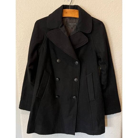 Rag & Bone Stanley Wide-Lapel Wool-Blend Peacoat Size XS - Picture 12 of 13